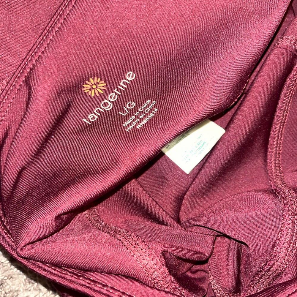 maroon tangerine mesh panel detail leggings - Picture 4 of 4